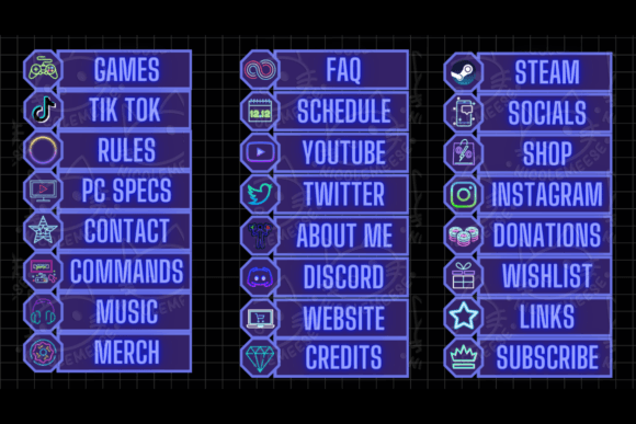 Download Neon Twitch Panels Twitch Overlays - Overlay Collection