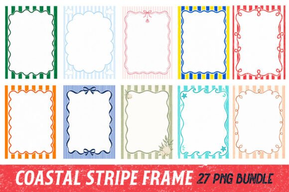Download Coastal Stripe Frame PNG Bundle - Frame Collection
