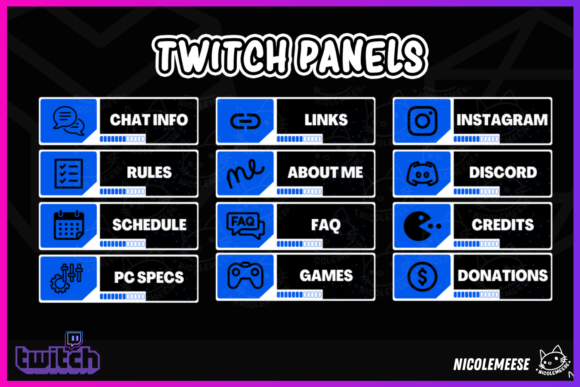 Download Twitch Panels Blue Twitch Overlays - Overlay Collection