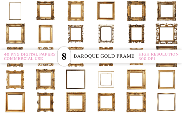 Download Elegant Baroque Gold Frame PNG - Frame Collection
