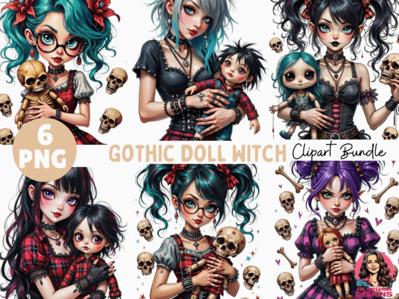 Download Gothic Doll Witch | 6 PNG Bundle - Gothic doll Collection