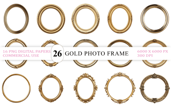 Download Classic Gold Photo Frame PNG - Frame Collection