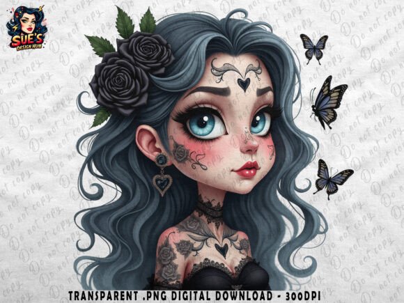 Download Gothic Doll with Black Roses &amp; Tattoos - Gothic doll Collection
