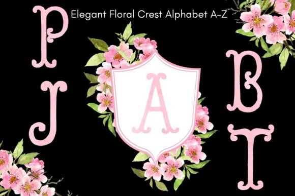 Download Pink Floral Alphabet &amp; Crest Frame PNG - Frame Collection