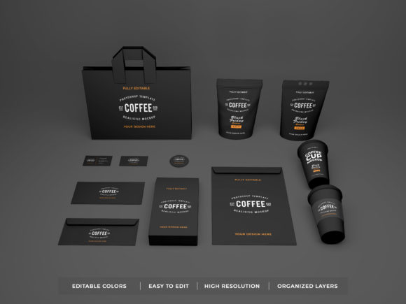 Download Realistic Coffee Brand Identity Mockup - Identity Collection