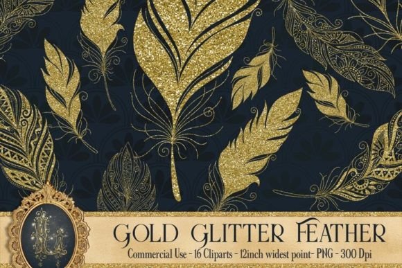Download Gold Glitter Feather Overlay Clip Art - Overlay Collection