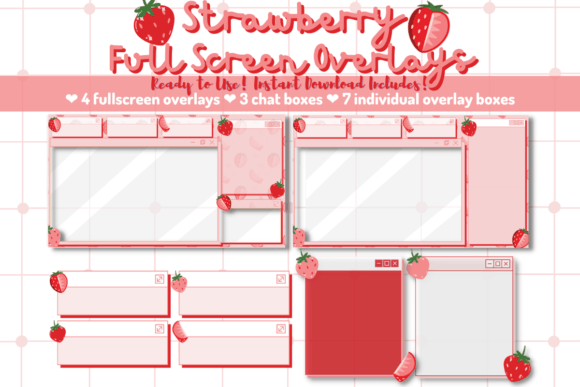 Download Strawberry Twitch Full Screen Overlay - Overlay Collection