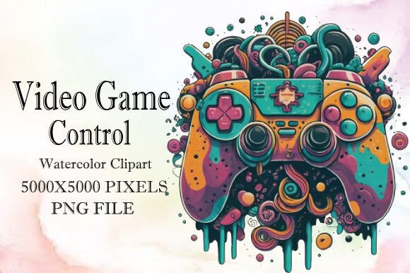 Download Video Game Control Watercolor Clipart - Video game Collection