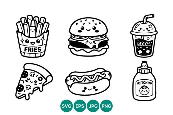 Download Cute Fast Food Kawaii Icon Set - Premium Resources