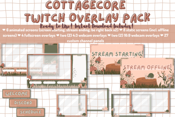 Download Cottagecore Twitch Stream Overlay Pack - Overlay Collection